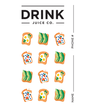 Drink Juice Co. Toast Card - 12 Toasts + Free Gift